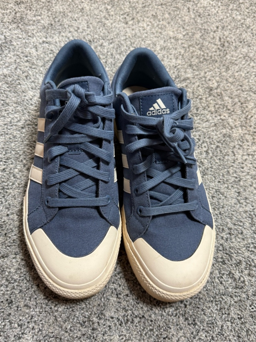 adidas Navy Blue and Cream Platform Sneakers - Picture 4 of 6